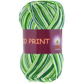Пряжа Vita-cotton "Coco print" 4653 Зелёный меланж 100% мерсеризованный хлопок 240м 50м